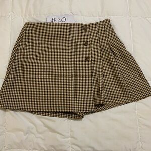 Zara Brown and Cream Plaid Skirt